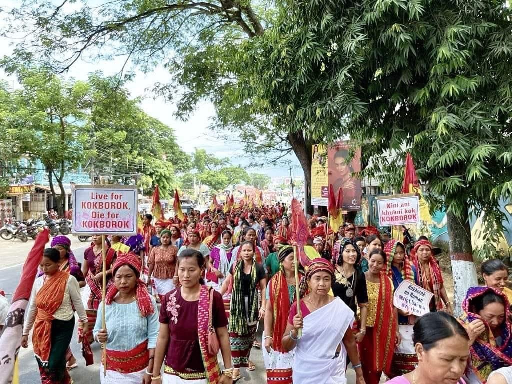 TIPRA Women Federation Organizes Massive Gathering, Demands Roman Script for Kokborok Language
