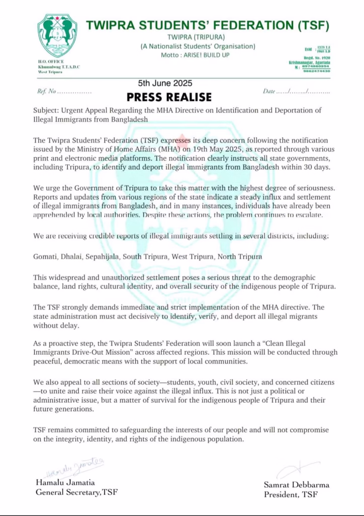 TSF Urges Swift Action on MHA’s Directive to Deport Illegal Immigrants from Bangladesh 2 img 7614 1
