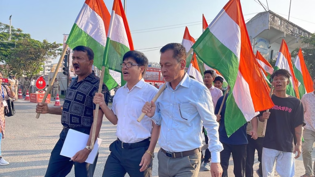 Tripura Civil Society’s 24-Hour Statewide Strike: Protesters Light Fires at North Gate, MLA Ranjit Debbarma Joins Demonstration 5 7573bcdf 7c4e 4770 988b 9702322eb773