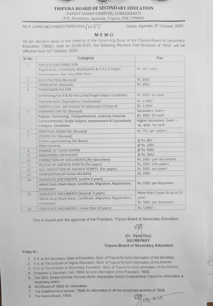 TBSE Announces Revised Fee Structure; 2026 Exams Likely to Begin in February 2 f52ada0e a422 4887 8b90 5484c8f0c0d3