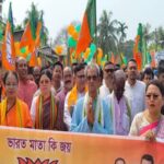 adc elections bjp candidates file papers with minister santana chakma at forefront