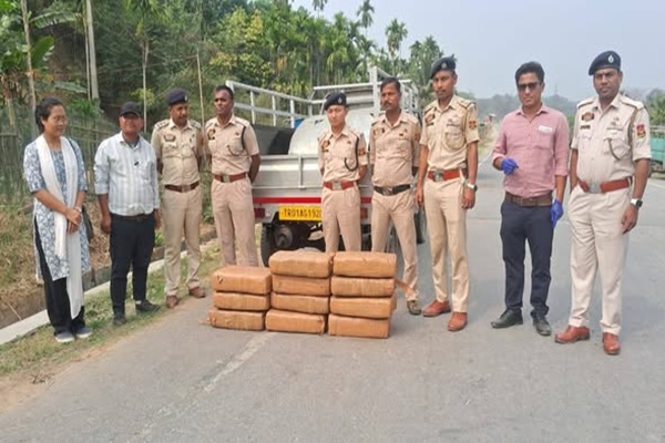 dhalai police seize 110 kg cannabis at kalyanpur naka checking
