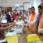 dharmanagar by poll bjp candidate jahar chakraborty files nomination amid massive show of strength
