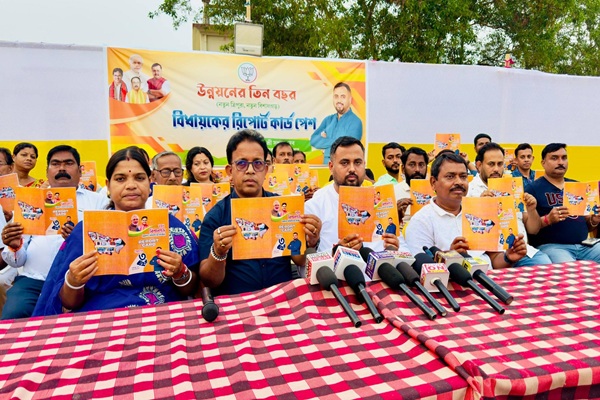 mla sushanta deb presents development report card in bishalgarh