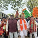 tourism minister state bjp chief join nomination rally for adc election