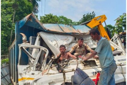 driver trapped for two hours after dumper meets accident delay in rescue efforts alleged