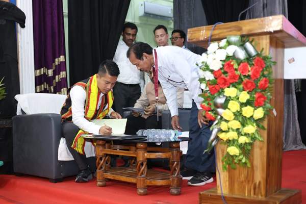 runiel debbarma takes charge as cem of ttaadc promises inclusive growth financial backing