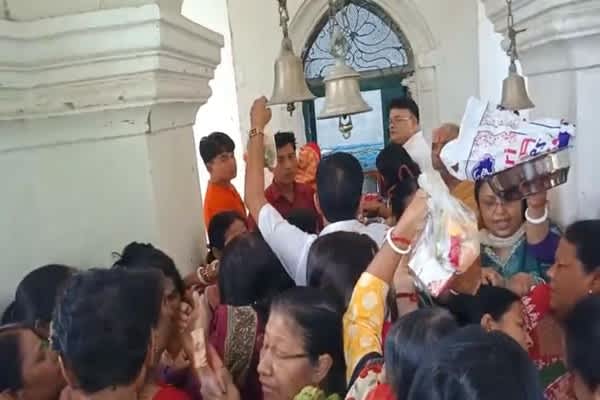 traditional mangalchandi puja draws devotees at ujjayanta palace