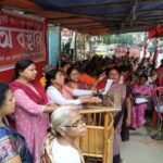 tripura anganwadi workers stage sit in protest demand regularization fair wages