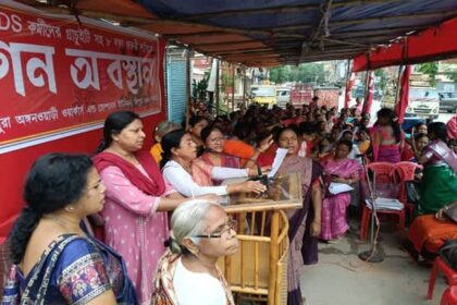 tripura anganwadi workers stage sit in protest demand regularization fair wages