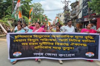 congress stages protest in agartala over power service failures smart meters rising tariffs