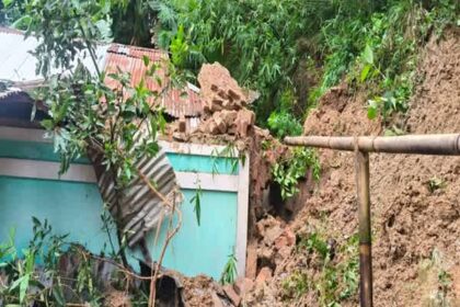 electric tower wall collapse damages home in churaibari