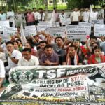 tsf protest in agartala demands action on reserved vacancies