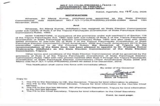 pradeep kumar chakravarty appointed as tripuras new state election commissioner