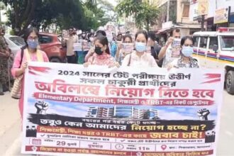 tet qualified aspirants renew protest at shiksha bhavan