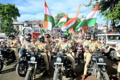 agartala police lead har ghar tiranga bike rally to spread unity patriotism