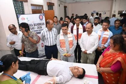 former mp rebati tripura donates blood minister tinku roy praises humanitarian spirit
