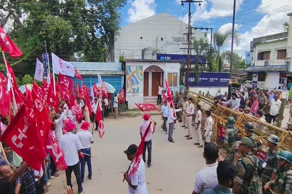 mass left protests shake tripura jail bharo in agartala and dharmanagar