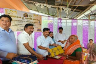 rotary club of aspiring agartala distributes new clothes in kalyanpur ahead of durga puja