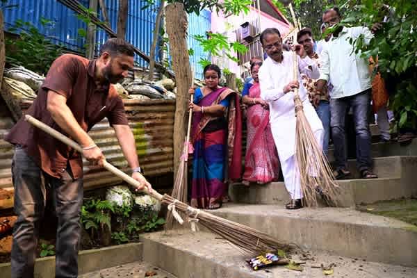 seva sankalp abhiyan mp rajib bhattacharjee leads tree plantation cleanliness drive