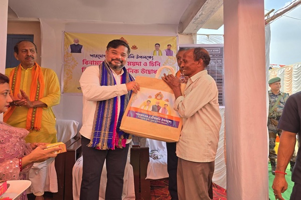 sushanta launches free festival food distribution says govt committed to sharing joy of durga puja diwali with every family