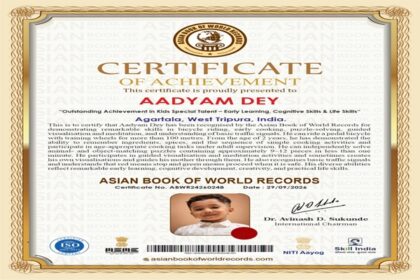 three year old agartala boy recognised by asian book of world records